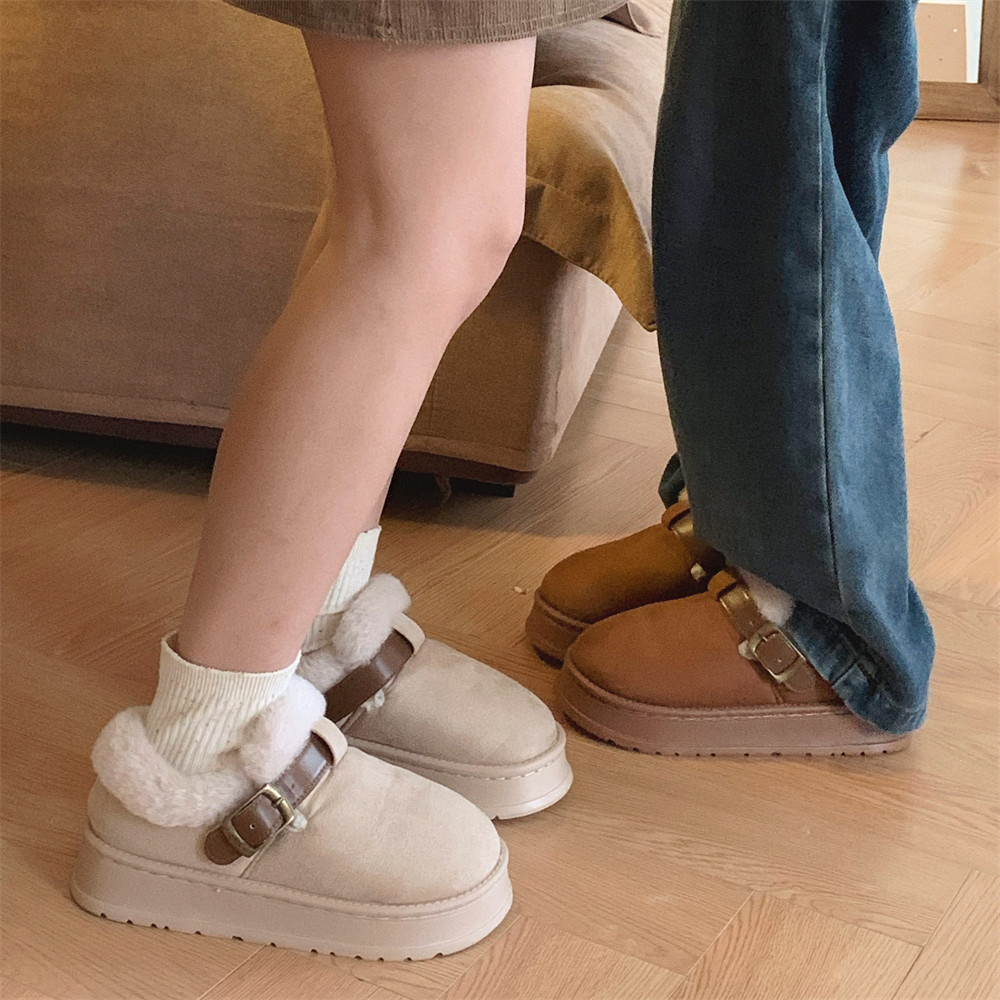 细细条 外穿时尚保暖复古风勃肯鞋女韩版ins潮仿皮带扣冬季雪地靴,淘宝优惠券,粉丝福利购,淘宝优惠卷