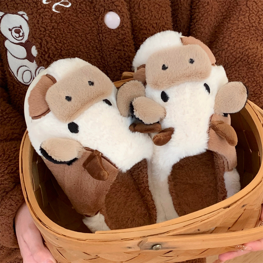 细细条 新款软萌大鼻牛包头棉拖室内家用保暖学生卡通棉拖鞋男女,淘宝优惠券,粉丝福利购,淘宝优惠卷