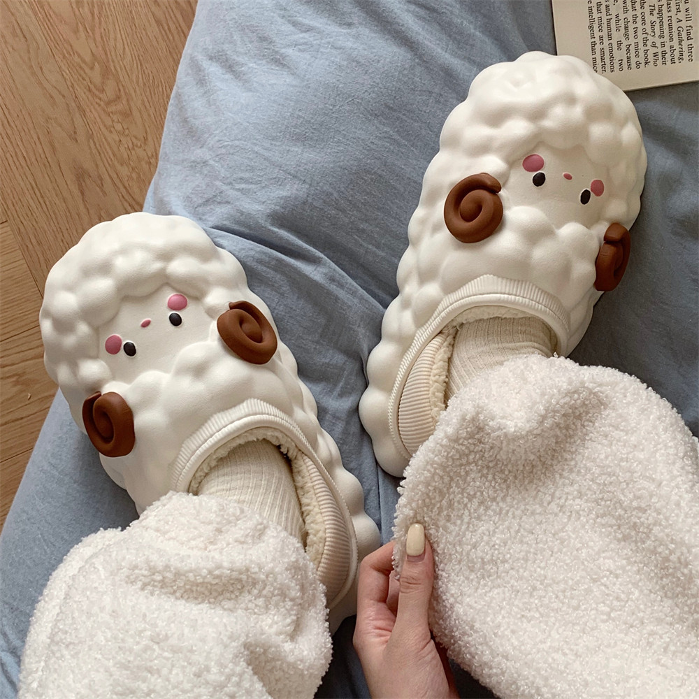 细细条 亲子软萌可爱小羊包跟棉鞋冬季室内外穿保暖防水月子鞋女,淘宝优惠券,粉丝福利购,淘宝优惠卷