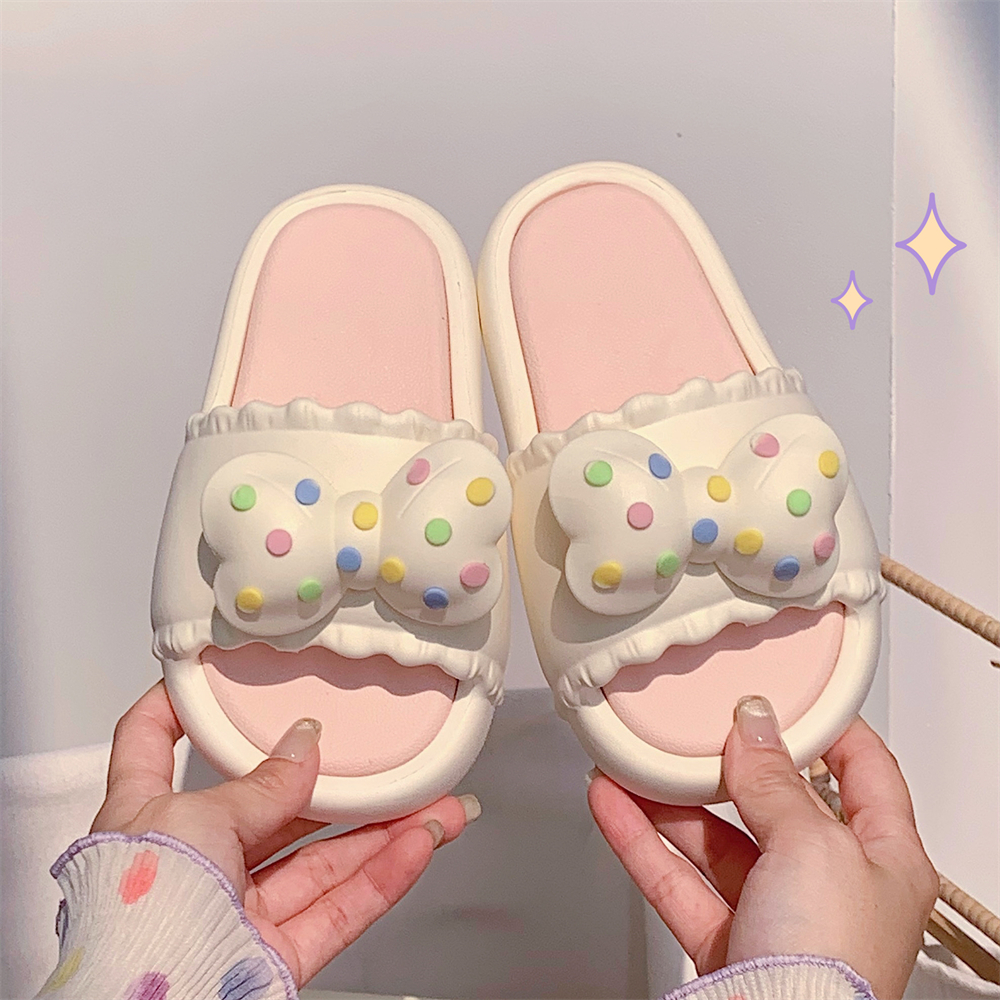 细细条 甜美波点蝴蝶结儿童拖鞋eva防滑女童宝宝夏季室内外穿凉拖 - 图0