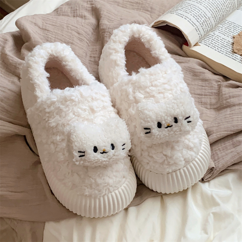 细细条 卡通小猫棉鞋女可爱外穿毛毛鞋保暖加绒羊羔毛面包鞋冬天,淘宝优惠券,粉丝福利购,淘宝优惠卷