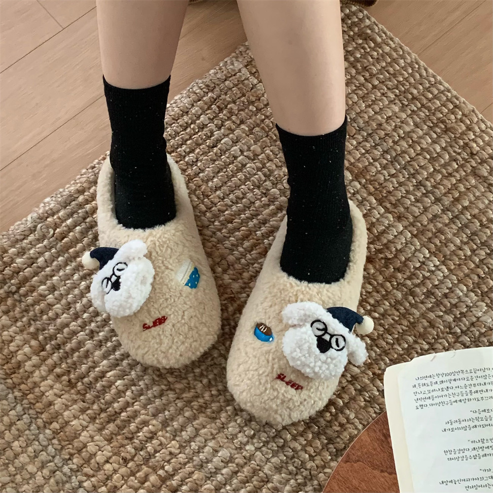 细细条 趣味狗狗月子居家毛毛鞋男女保暖防滑可爱情侣冬季棉拖鞋,淘宝优惠券,粉丝福利购,淘宝优惠卷