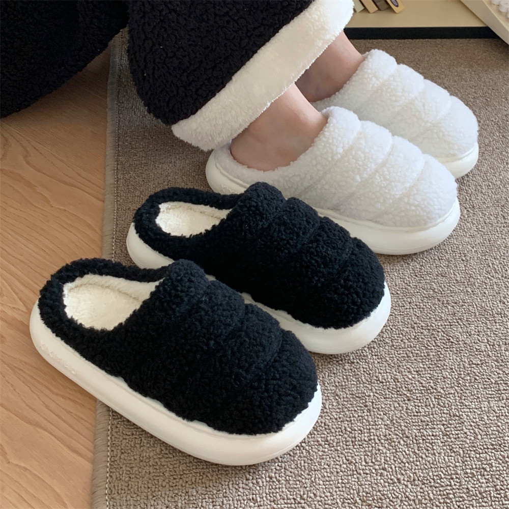 细细条 男士家居休闲防滑软底毛毛鞋女冬季韩版简约风情侣棉拖鞋,淘宝优惠券,粉丝福利购,淘宝优惠卷