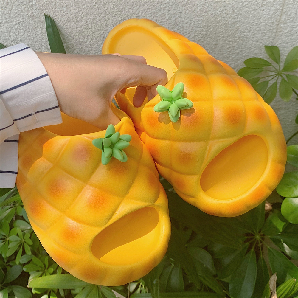 细细条 情侣可爱趣味沙滩鞋男女夏季踩屎感厚底防滑菠萝面凉拖鞋,淘宝优惠券,粉丝福利购,淘宝优惠卷