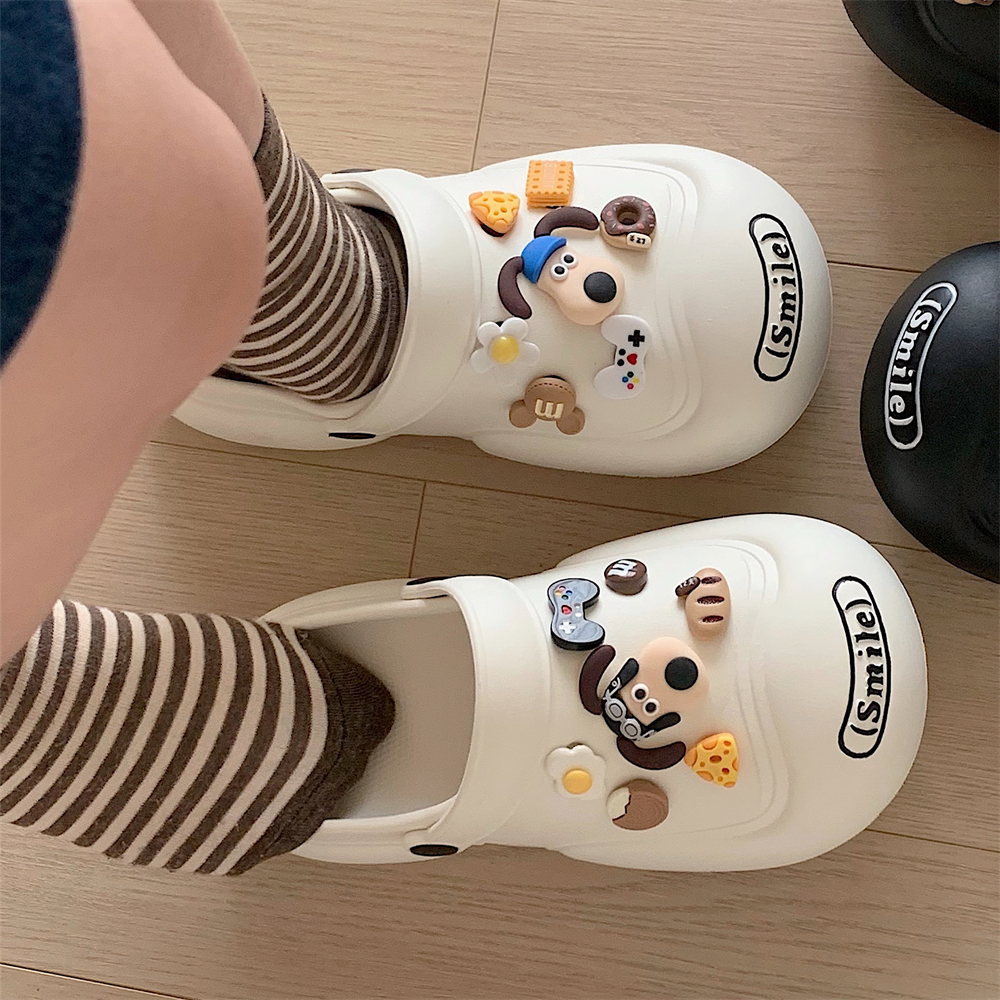 细细条 趣味可爱大头小狗配饰洞洞鞋男女外穿百搭踩屎感eva凉鞋夏,淘宝优惠券,粉丝福利购,淘宝优惠卷
