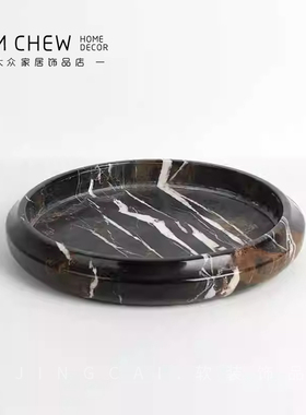 轻奢极简现代玻璃花瓶花艺套装餐具酒杯大理石摆件样板间桌面饰品