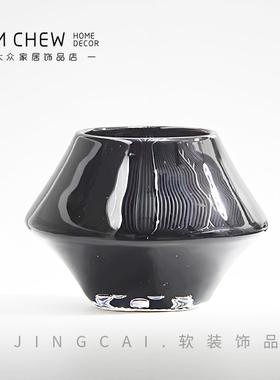 轻奢极简现代黑色小花瓶花艺套装洽谈桌会议室长桌酒店卧室床头柜