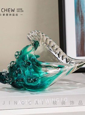 轻奢现代北欧绿色海螺桌面样板间家居摆件玄关电视柜客厅餐桌摆设