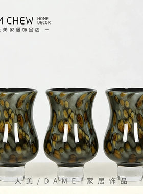 孔雀绿琉璃花瓶摆件软装创意喇叭口羽毛新花瓶水晶茶几样板房花器