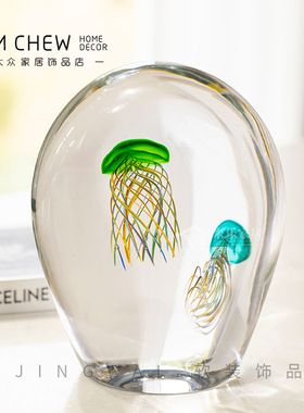 轻奢极简高级感水母摆件样板间售楼处客厅玄关电视柜送礼乔迁装饰