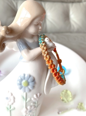 姻缘花桃花结手绳手工编织花朵手链女小众风汉服渐变手绳编绳