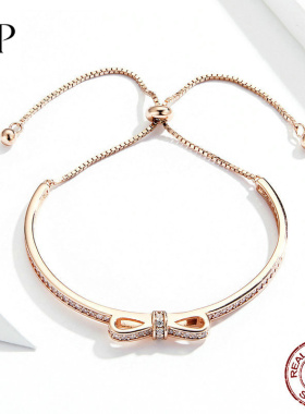 锦河畔新款蝴蝶结纯银手链