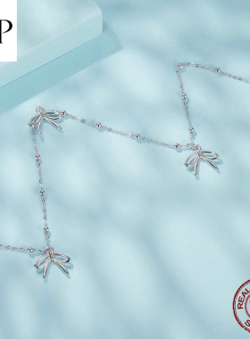 俏皮少女心蝴蝶结银项链