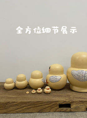 俄式套娃10层网红肉肉鸭可爱益智风干椴木传统手绘特色礼物摆件