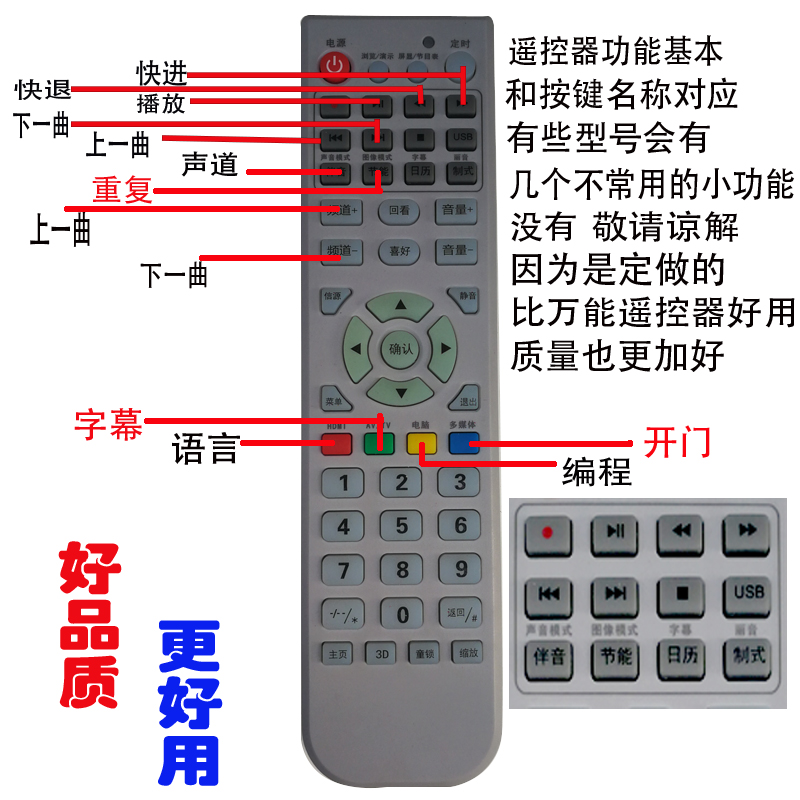 先锋歌王ACCUTONE影碟机遥控器板DVD EVD原装免设置EVD-148/388-图1