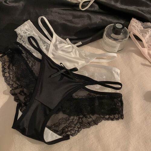 女生法式纯欲镂空低腰女士细带高开叉性感蕾丝内裤女2026新款冰丝 - 图0