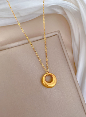 新款钛钢光面圆环冷淡风个性简约不掉色防过敏项链女高级感锁骨链