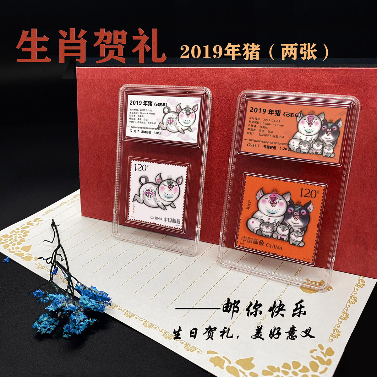 猪生肖创意礼物1983年1995年2007年2019年大全套礼盒邮票保真全品 - 图1