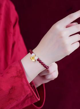 弘法寺求子莲蓬手链天然朱砂手串