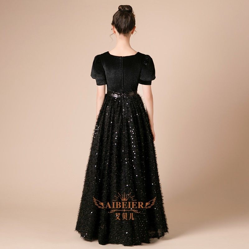 少女大童钢琴小提琴演奏主持人合唱团体演出礼服丝绒泡泡袖公主裙,淘宝优惠券,粉丝福利购,淘宝优惠卷