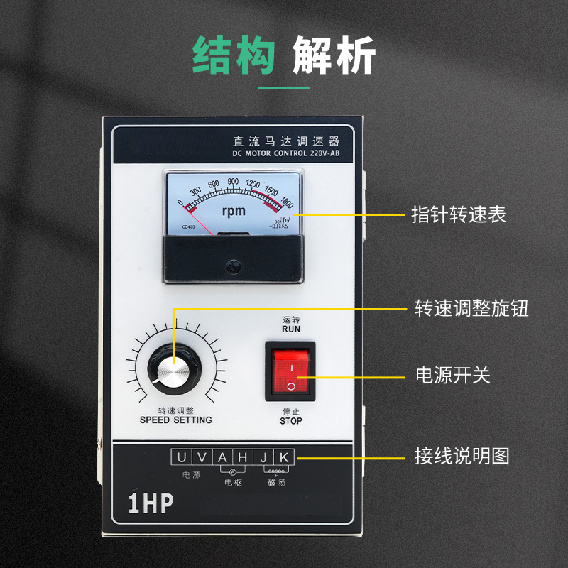 1HP直流马达调速器750W调速开关2HP输出DC220V永磁直流电机控制器-图2