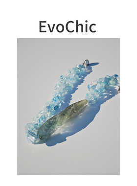 天然海蓝宝绿水晶项链小众设计感项链极简风原创项链