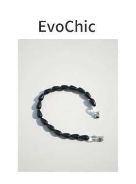 极简天然白水晶黑玛瑙水滴项链