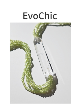 天然绿橄榄石白水晶小众设计感项链原创设计项链极简主义项链