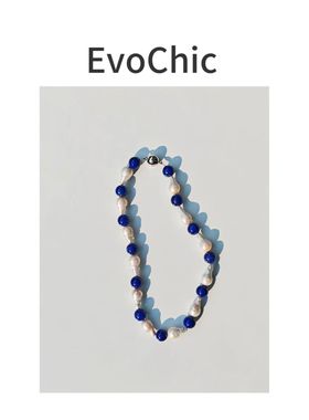 星空叙事者天然巴洛克珍珠青金石项链极简主义项链