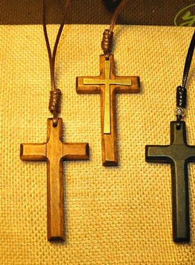 木质十字架文艺范女士毛衣链包邮