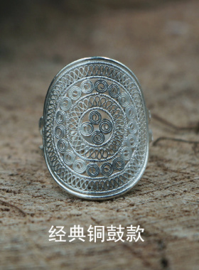 999纯银戒指女款足银幸福花民族