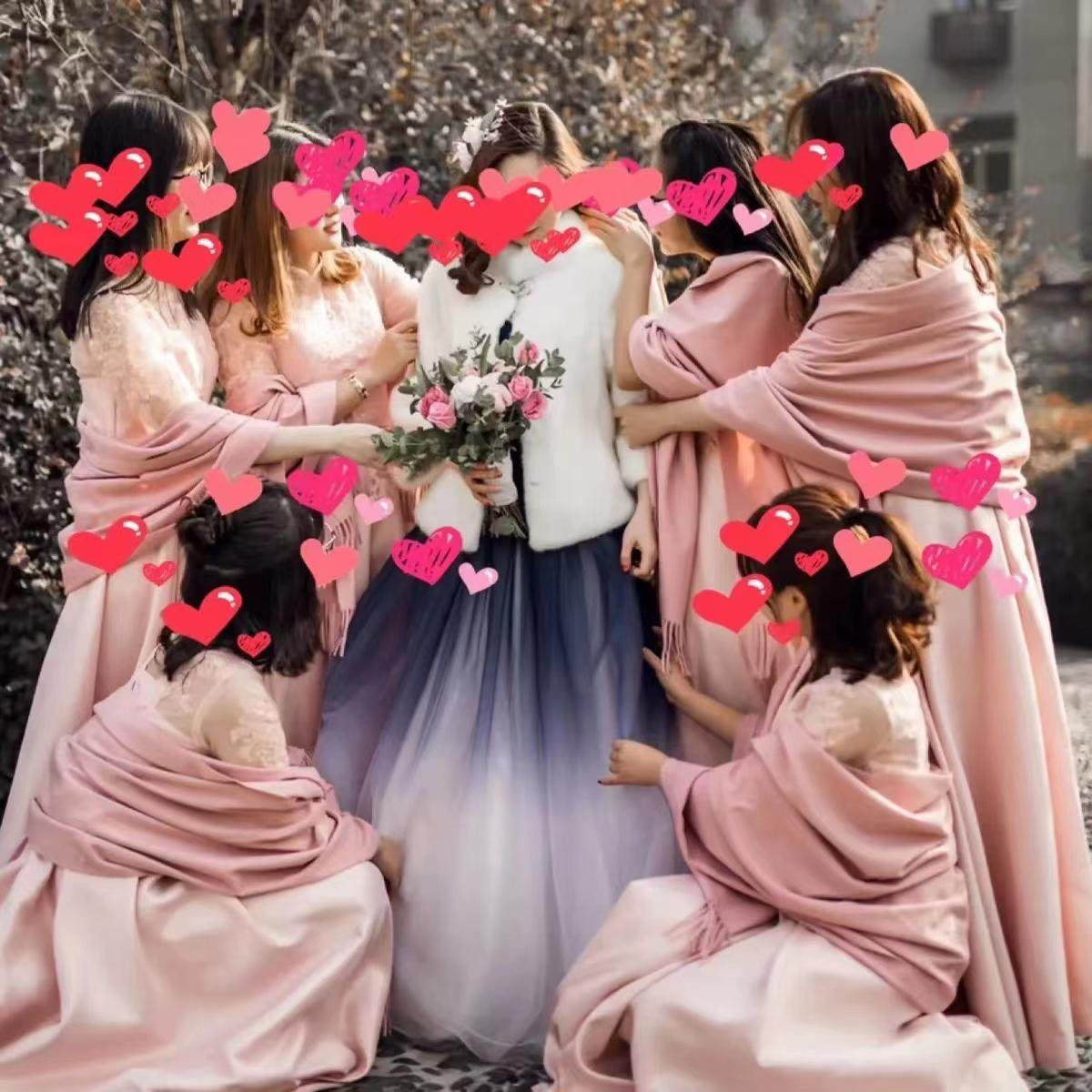 伴娘姐妹团礼服结婚年会外搭纯色仿羊绒加厚披肩围巾百搭保暖四季,淘宝优惠券,粉丝福利购,淘宝优惠卷