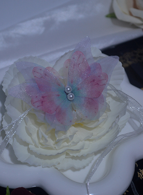 民族风粉红立体蝴蝶项链小众设计锁骨链新中式脖颈链国潮高级感