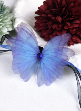 女时尚流行饰品热销脖子饰品锁骨带薄纱立体蝴蝶多用款梦幻饰品