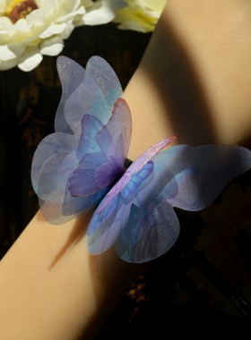 女小众复古风森系手绳夏丝带紫蝴蝶手链饰品古典手带舞蹈手腕花