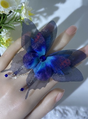 7厘米立体薄纱立体蝴蝶开口戒指