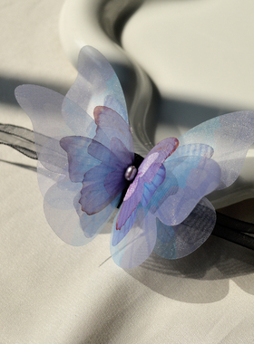 8厘米国潮紫色立体蝴蝶项链中国风脖颈链宫廷表演舞蹈跳舞锁骨链