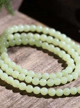 玉器工艺品天然新疆和田玉若羌黄口料老料素圈108珠链多圈手串女