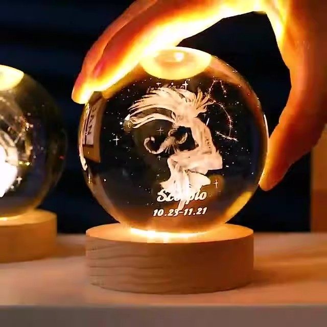 十二星座发光水晶球3D内雕小夜灯金牛座双子座送女生女孩生日礼物,淘宝优惠券,粉丝福利购,淘宝优惠卷