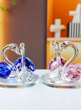高颜值天鹅水晶摆件情人节节日礼品家居装饰用品女生闺蜜礼物