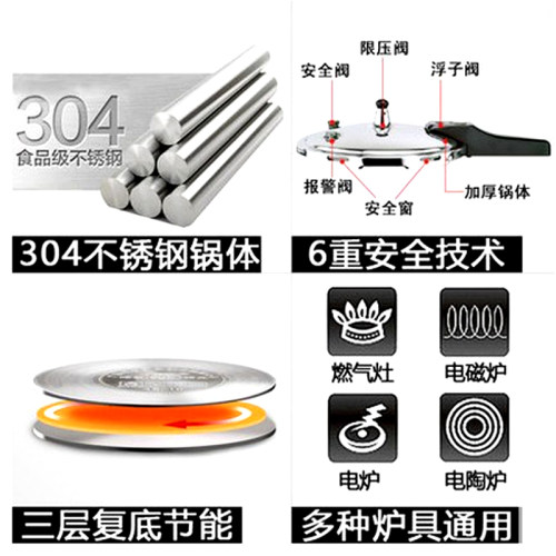 顺发高压锅20U型压力锅304食品级不锈钢六保险安全防爆官方旗舰店 - 图3
