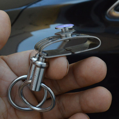 博友不锈钢男士腰挂汽车钥匙扣双环钥匙圈环钥匙链锁螺母匙扣裤挂 - 图2