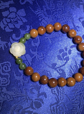 精品库克手串8mm单圈女士款手链搭配菩提小花朵佛珠文玩木雕礼品