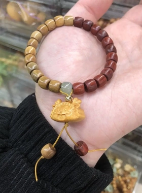 精品檀木复古老料手串男女直切木质手链民族