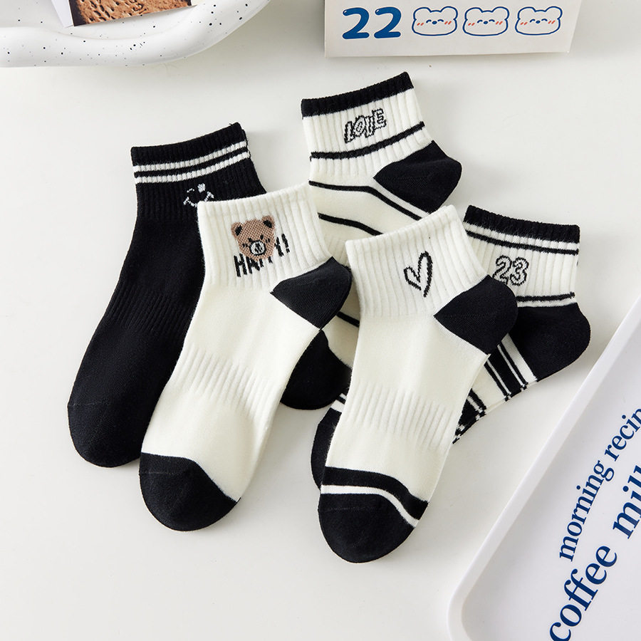 春夏季薄款ins潮百搭卡通运动吸汗船袜子学院女士学生字母短袜女,淘宝优惠券,粉丝福利购,淘宝优惠卷