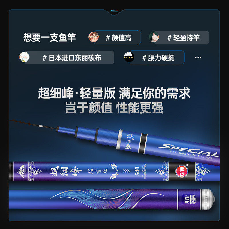 光威超细峰碳素超轻超硬28调鱼竿手杆台钓竿钓鱼竿鲫鲤鱼4.5.4米,淘宝优惠券,粉丝福利购,淘宝优惠卷