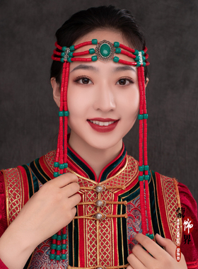 蒙古族舞蹈头饰女少数民族发饰长款流苏鄂尔多斯复古风格简约配饰