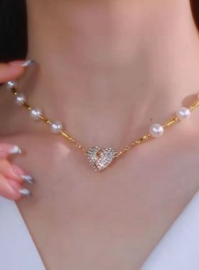 年轻人珍珠项链高级感镶