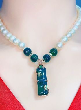 今年流行的珍珠项链吊坠珍珠项链高光送老婆妈妈婆婆母