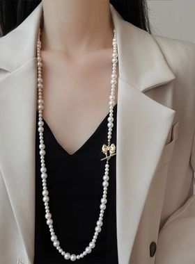 大气百搭母贝珍珠长款毛